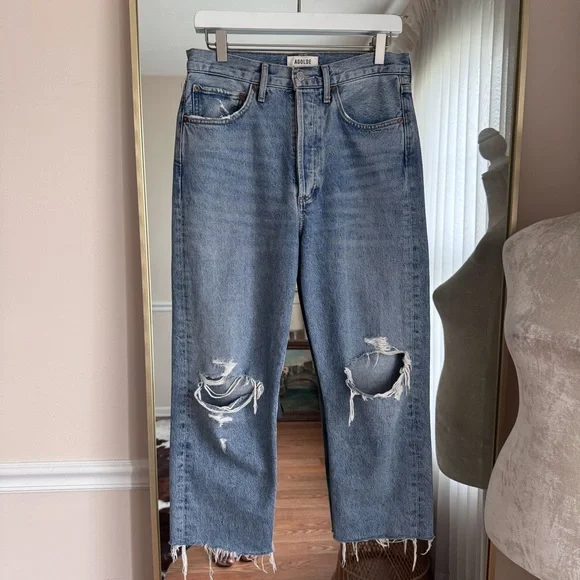 AGOLDE 90’s Distressed Blue Jeans Size 26 - Picture 1 of 11